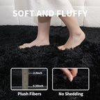 4x6 Black Fluffy Shag Rug for Bedroom, Plush Washable Carpet - Image 3