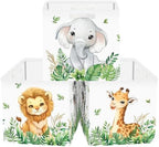11.8" Jungle Animals Cube Storage Organizer Set 3Pcs Lion Giraffe Elephant Cube by HUUMONSS
