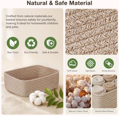 3 Pack Small Baskets for Organizing, Woven Storage Baskets for Shelves - Image 3