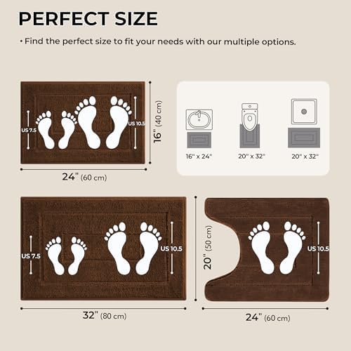 GRANNY SAYS Brown Bathroom Rugs Set 3 Piece, Soft Microfiber Bath Mats - Image 2