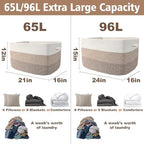 JMvicyroam 65L Large Woven Cotton Rope Blanket Basket - Image 3