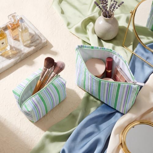 Huhumy 2 Pcs Makeup Bag Set for Women, Color Stripe - Image 5