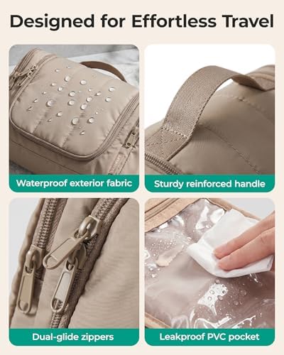 BAGSMART Travel Toiletry Bag for Women, Puffy Hanging Toiletry Bag - Image 4