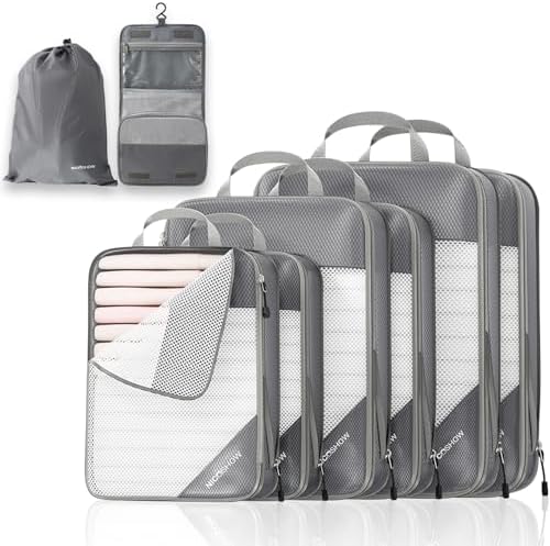Compression Packing Cubes 8 Set, Compressible Space-Saving Packing Cubes by NICOSHOW