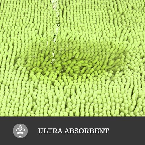 Yeaban Chenille Apple Green Bathroom Rug 40"x60", Non-Slip Rubber Backing - Image 4