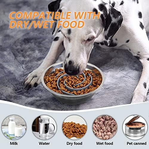 Slow Feeder Dog Bowls Insert, Animire Soft Silicone Slow Eating Dog Food Bowl - Image 3