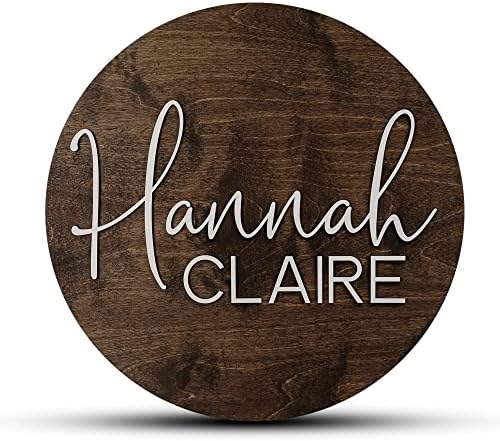 Custom Round Nursery Name Sign, Personalized Wooden Wall Plaque, Baby Shower by HickoryHollowDesigns
