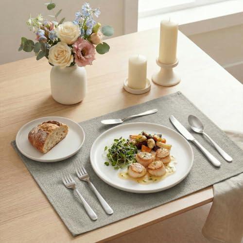 Artoid Mode Light Grey Placemats Set of 4, 12x18 Inch Washable Holiday Table - Image 3
