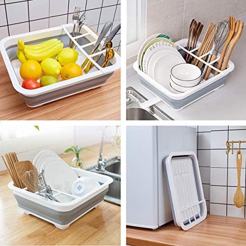 THANSTAR Collapsible Dish Drying Rack Portable Dinnerware Drainer Organizer - Image 2