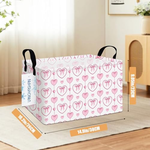 Rectangular Collapsible Pearl Heart Storage Basket Nursery Toy Organizer - Image 2