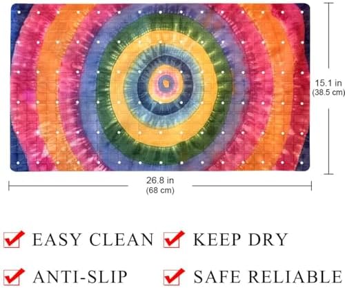 Bathtub Mat Non Slip 26.8x15.1 Inch, Tie Dye Spiral Shower Mat - Image 4