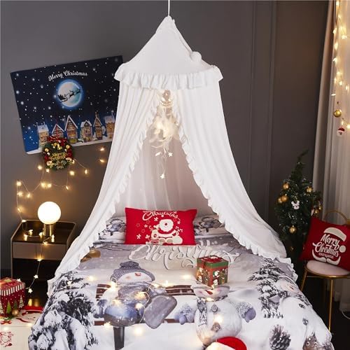 VETHIN Bed Canopy for Girls, Princess Round Dome Dreamy Mosquito Net Bedding - Image 5