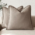 Foindtower Decorative Linen Fringe Throw Pillow Covers 18×18 Inch by Foindtower
