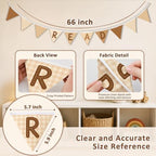 Reading Corner Decor Banner Neutral Brown READ Sign Garland Flags - Image 3