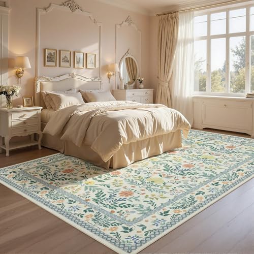 Joydeco Boho Floral 9x12 Rug for Living Room, Non Slip Indoor Carpet for - Image 3