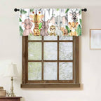 Woodland Nursery Window Valance, Cartoon Jungle Lion Elephant Retro Safari - Image 2