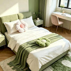 2 Pcs Flower Floor Cushions, Cute Green White Decorative Throw Pillows - Image 6