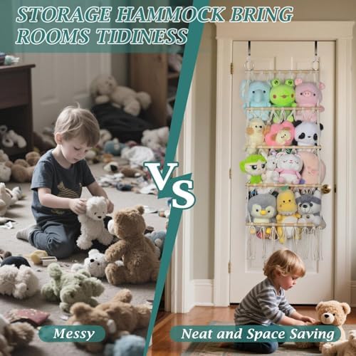 42cm Wide Over The Door Stuffed Animal Storage- 5-Tier Stuffed Animal Hammock - Image 4
