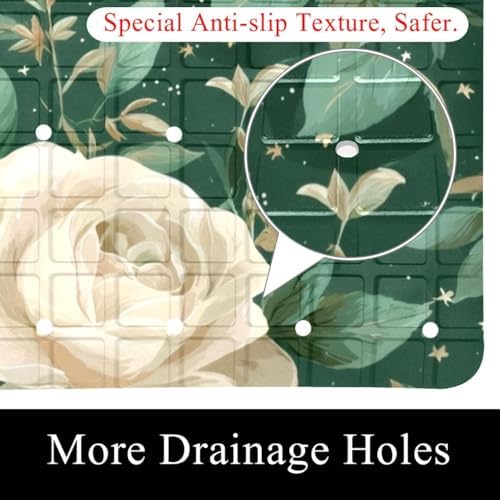 Bath Tub Shower Mat, Washable Bathtub Floor Mats, Suction Cups and Drain Holes - Image 2