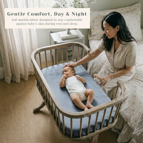 3 Pack Cotton Muslin Baby Bassinet Fitted Sheet - Image 2