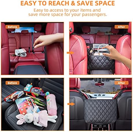 WLLWOO Car Net Pocket Organizer Purse Holder Console Front Seat Storage - Image 5