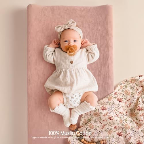 lulumoon Muslin Changing Pad Cover: 32x16 Fit Standard Rectangle Pad - Image 4