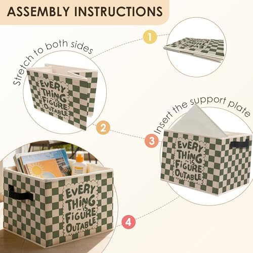 Green and White Checkered Inspirational Storage Bins Box - Image 5