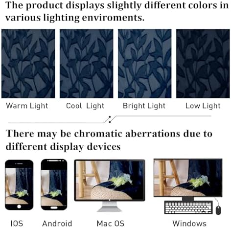 Lecloud Leia Navy Blue Sheer Kitchen Curtains 36 Inch Length 2 Panels, Jacquard - Image 7