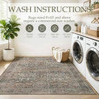 JOLLYVOGUE 3x5 Washable Rug, Vintage Floral Area Rug, Vintage Brown - Image 7
