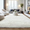 KICHOWUA Cream White Fluffy 9x12 Area Rug Bedroom Living Room Soft Shag by KICHOWUA