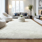 KICHOWUA Cream White Fluffy 9x12 Area Rug Bedroom Living Room Soft Shag by KICHOWUA