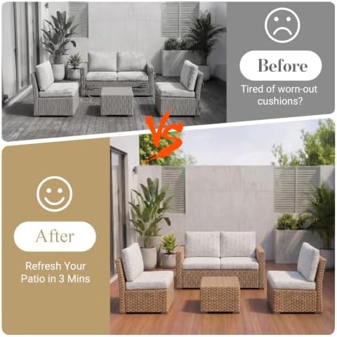8Pcs Patio Cushion Covers Stretch Outdoor Furniture Protector Slipcovers - Image 4