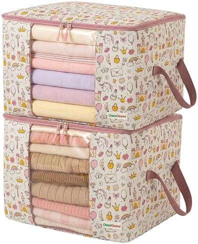 Chaos Cleared Kids Storage Bags – 100% Cotton Canvas Toy & Clothes Organizer by ChaosCleared