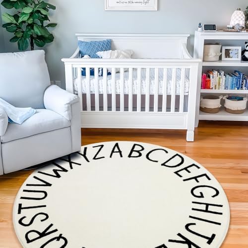 Topotdor Round ABC Area Rug, 96 Inch Soft Floor Carpet - Image 5