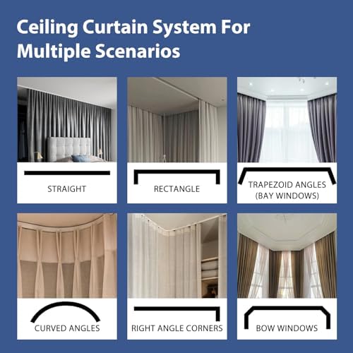 Room Divider Ceiling Mounted Curtains Track Sets Extra Wide Blackout Curtain - Image 6