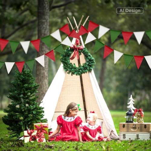 G2PLUS Christmas Pennant Banner Flag Bunting Garland Red Green White 36PCS - Image 5