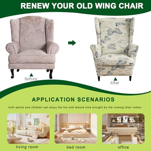 CRFATOP Wingback Chair Cover Butterfly Armchair Slipcover - Image 4