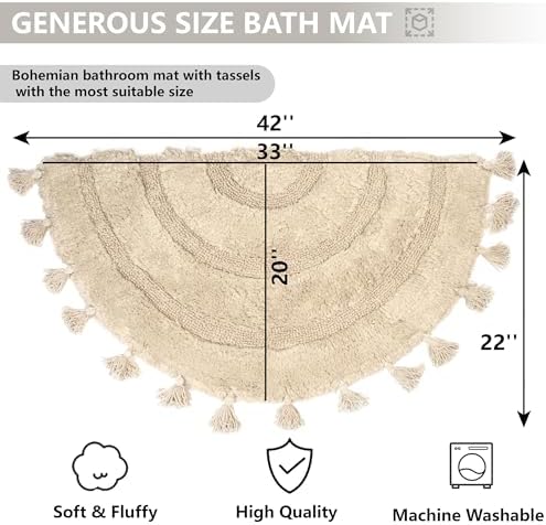 KOEXM Half Circle Boho Bathroom Rugs - Image 2