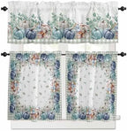 Fall Thanksgiving Kitchen Curtains and Valances Set, Farmhouse Plaid by VandarllinHomeKitchenDecor