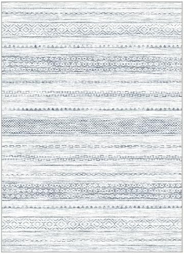 Nakagishi Boho 5x7 Area Rug Living Room Rugs Machine Washable White Blue - Image 6