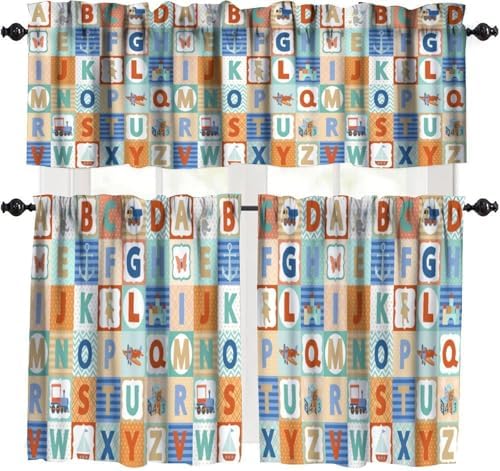 Kids Alphabet Window Valance, Cartoon Alphabet Animals Learning Daycare by Unknown