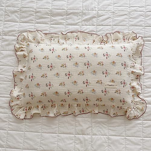 BuLuTu Cotton Muslin Ruffles Toddler Pillow Case - Image 4