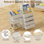 Baby Organizer and Storage Cart, 4-Tier Rolling Utility Cart - Image 5