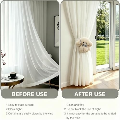 2 Pack Neutral Nursery Decor Cartoon Grey Dog Curtain Tiebacks, Cute & - Image 4