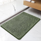 Chenille Bathroom Rug 24"x36" Loden Green, Non-Slip Plush Bath Mat by Kildoss