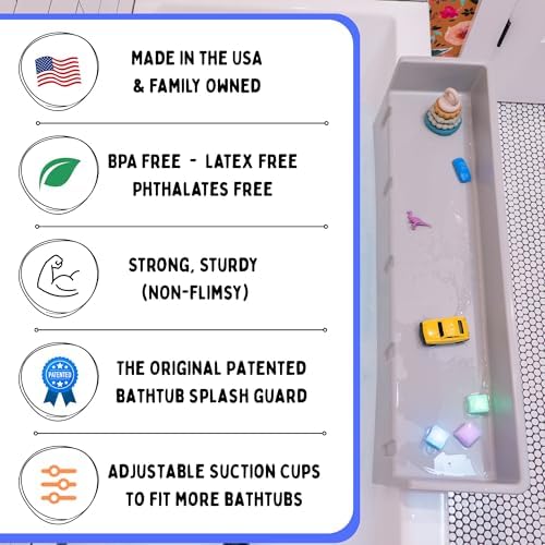 Tub Topper Kids Bathtub Splash Guard, Shelf & Toddler Bath Toy Tray - Image 2