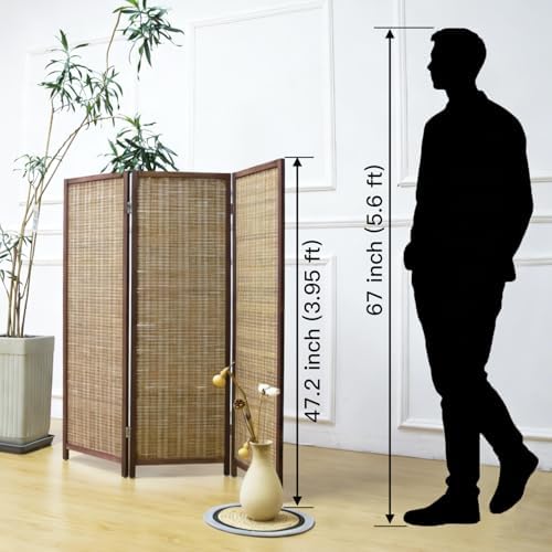 Furnnylane 3 Panel Short Room Divider Screen, Small Bamboo Panel Divider - Image 2