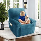 ZNSAYOTX Velvet Oversized Recliner Cover 3-Piece, Luxury Plush Recliner Chair - Image 2