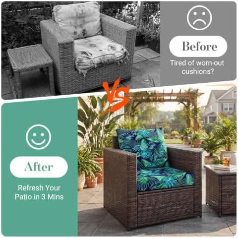 2Pcs Patio Cushion Covers Stretch Outdoor Furniture Protector Slipcovers - Image 5