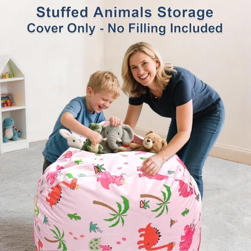 Lukeight Dinosaur Stuffed Animal Storage Bean Bag Chair Cover - Image 4